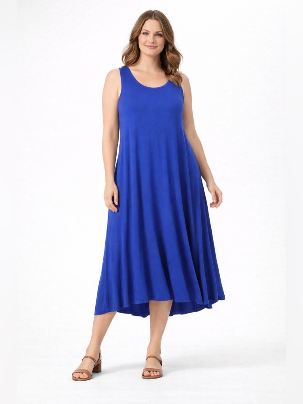 Cynthia Rowley Woman Cobalt Blue Sleeveless Swing Dress 1X Midi A-Line